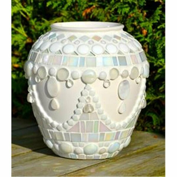 Gardencontrol Abstract Mosaic Pattern Ceramic Planter White GA3370252